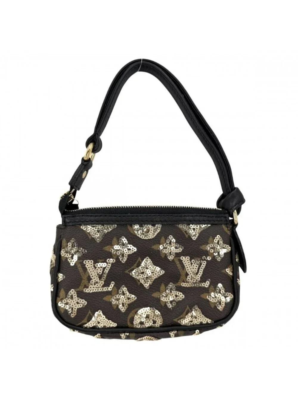 Louis Vuitton Big Mini Bag Monogram Eclipse Sequin Mini Pochette Soir Brown